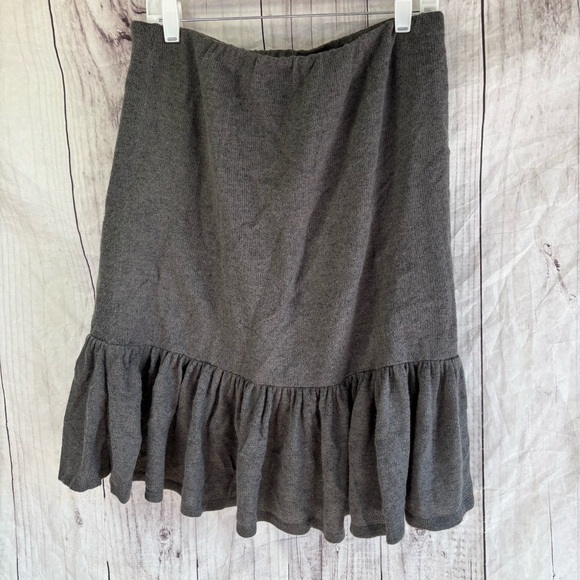 Sundance Wool Blend Chic Gray Ruffle Skirt 8 - Picture 1 of 6